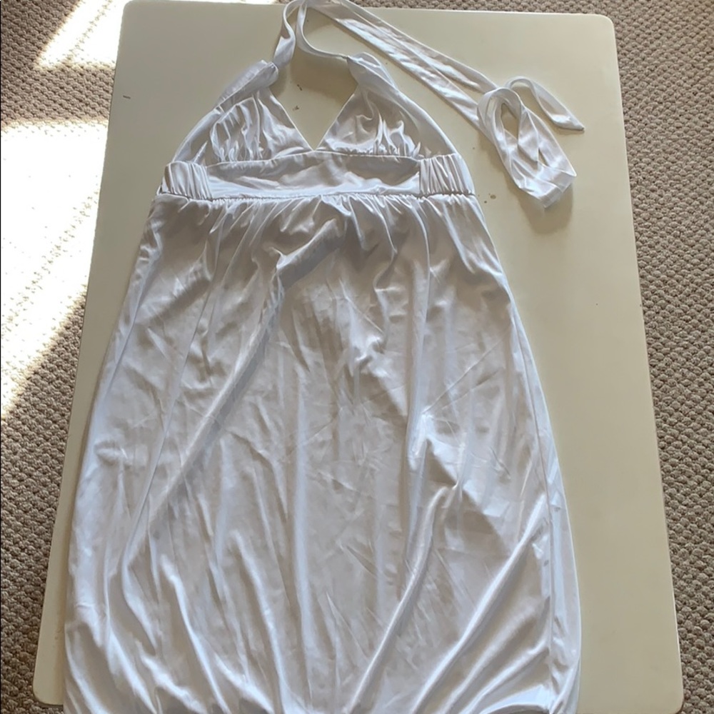 White Satin Halter Dress